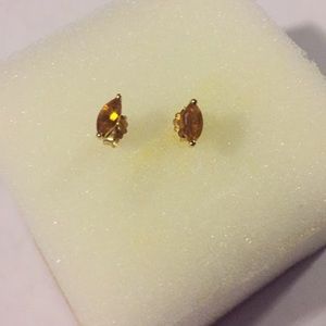 14K YG Teardrop Citrine Earrings